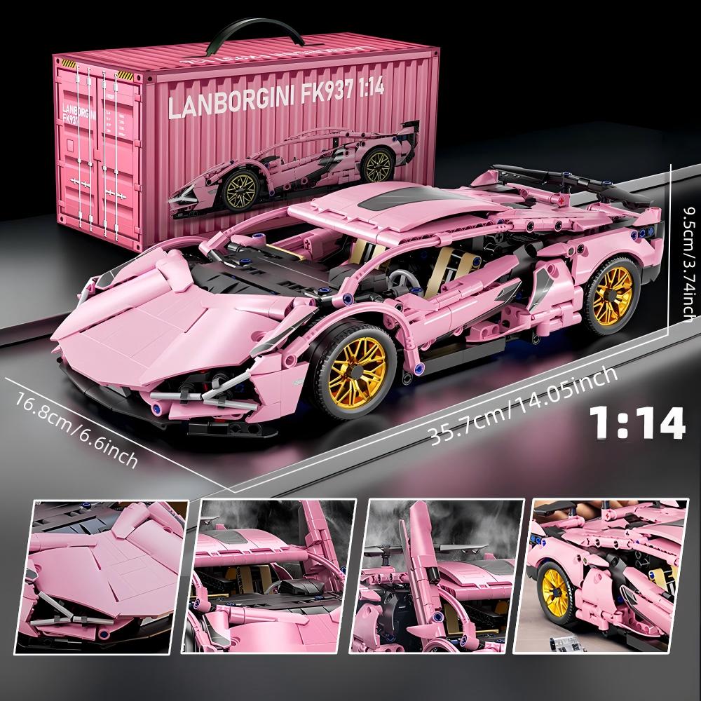 1:Строительные блоки «Супергоночный автомобиль» масштаба 1:14, Набор для сборки модели спортивного автомобиля DIY, Конструктор-игрушка, Подарок для мальчиков, детей в возрасте 8-12 лет 14