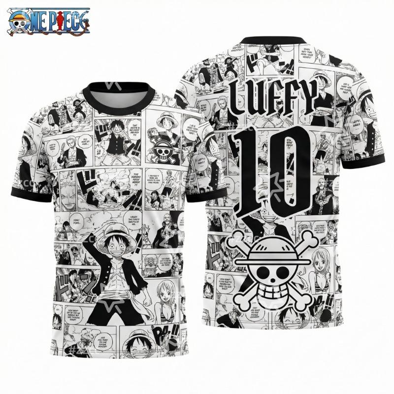 2026 Манки Д. из One Piece. Футболка с графикой Луффи Японское аниме Футбольные майки Спортивная мужская футболка Детская одежда Футболка Женская