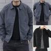 Autumn Winter Men Cargo Coat Solid Color Turndown Collar Windproof Korean Style Relaxed Fit Jacket for Working