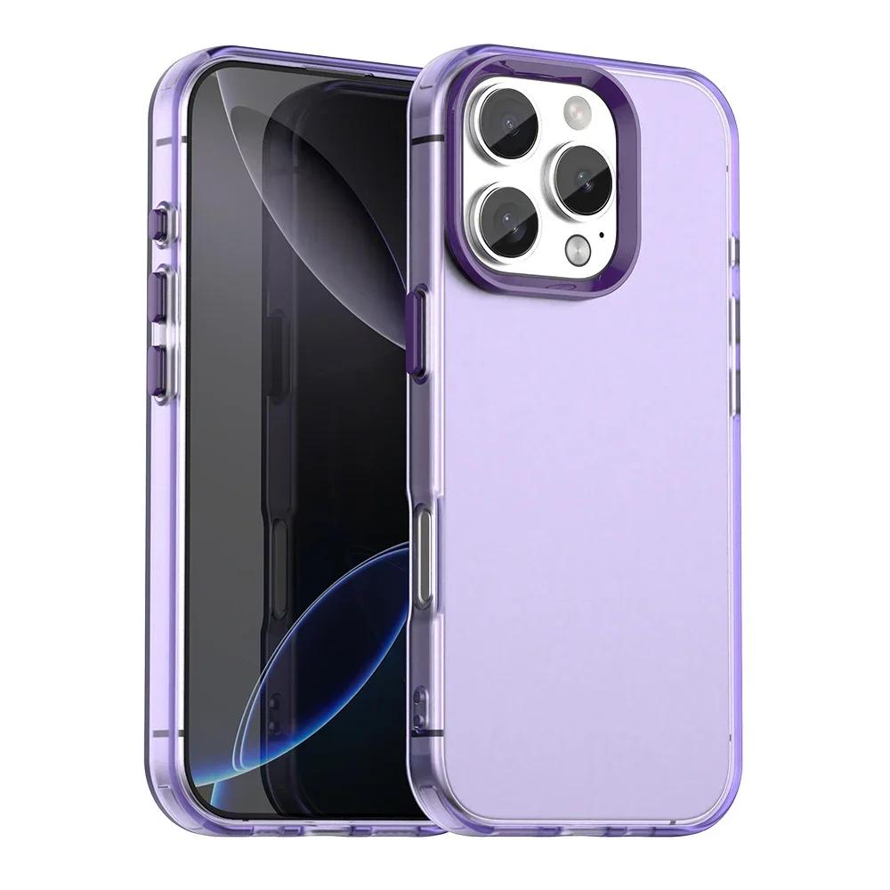 Матовый цветной прозрачный чехол-бампер для iPhone 17 16 14 13 12 11 15 Pro Max, матовый противоударный чехол для iPhone 17