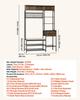 Hall Tree, 1800 mm Coat Rack with Shoe Bench & 2 Drawers, 3-in-1 Freestanding Shoe Rack Storage Organizer with Bookshelf & Wire Shelf, Steel Frame