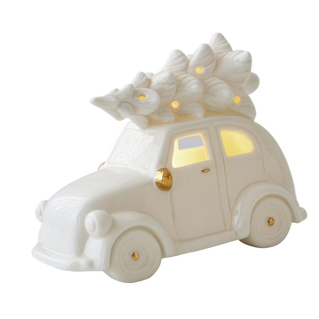 Керамический Вырез Снеговик Машина Рождественская Елка Украшение со Светодиодной Подсветкой Декор Для Дома Офиса Рабочего Стола Праздничный Подарок