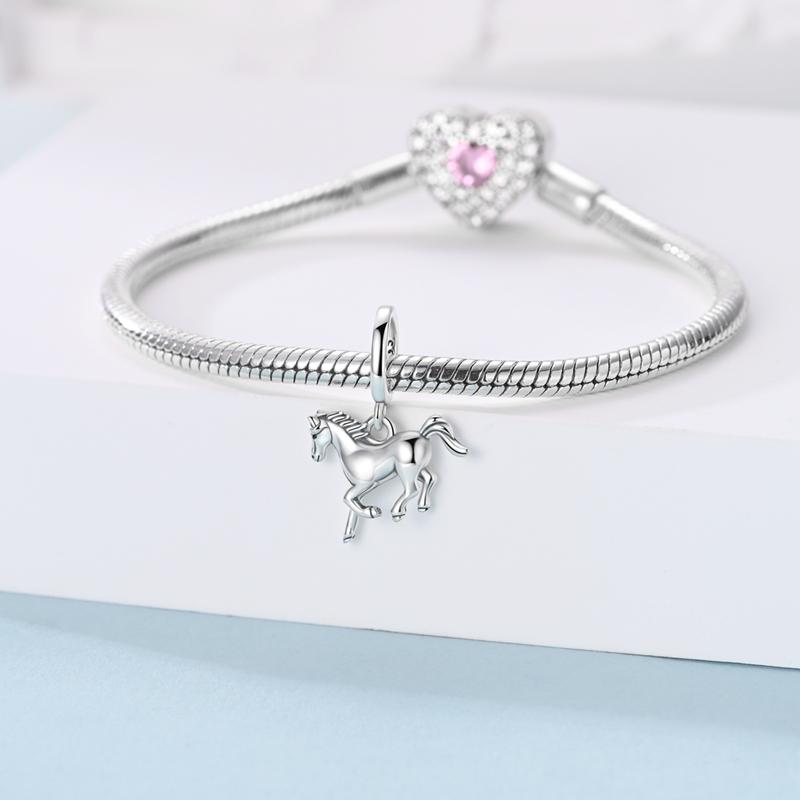 Оригинальная бусина-шарм из настоящей меди, подвеска «Бегущая лошадь», подходит для оригинальных браслетов для женщин, DIY аксессуары, подарок