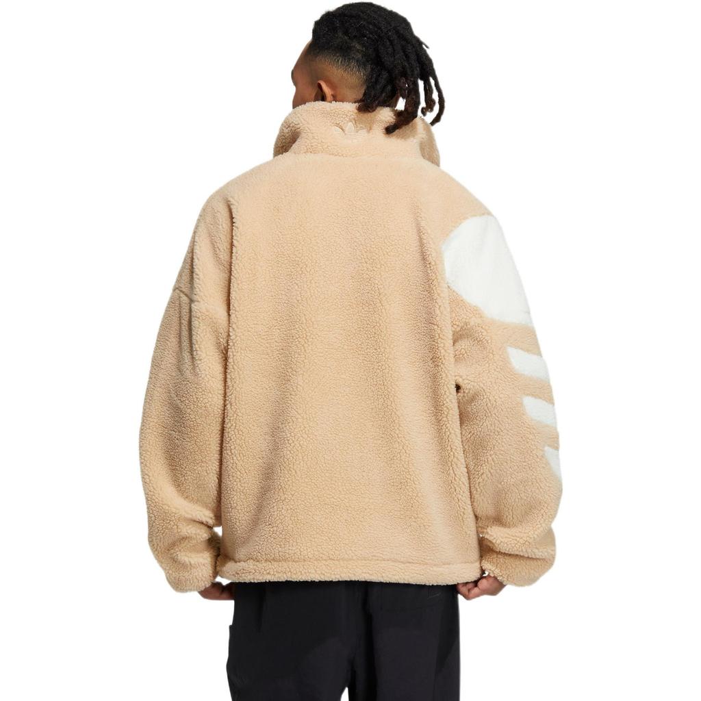 adidas Куртка Originals Trefoil с большим логотипом, утепленная флисом Шерпа, коричневая HR3487