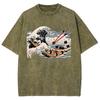Oversized Summer T-Shirt  Women'S Top Wave Print Crew N