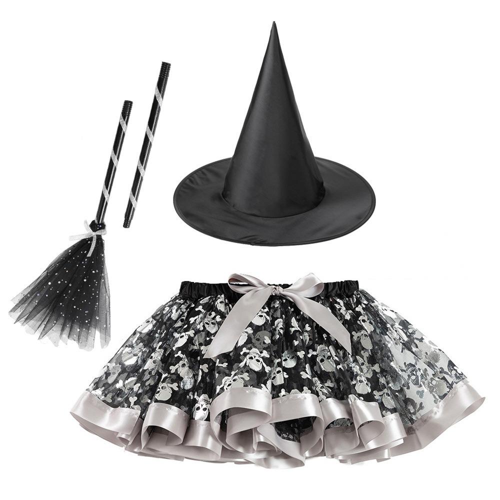 Wand Kids Halloween Costume with Hat Halloween Children's Witch Dress Halloween Decoration