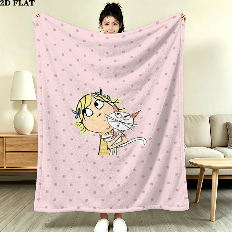 Charlie Lola Print Flannel Blanket, High quality Comfortable for All Seasons, Home Decor, Warmth and Comfort, Perfect for Christmas Gifts
