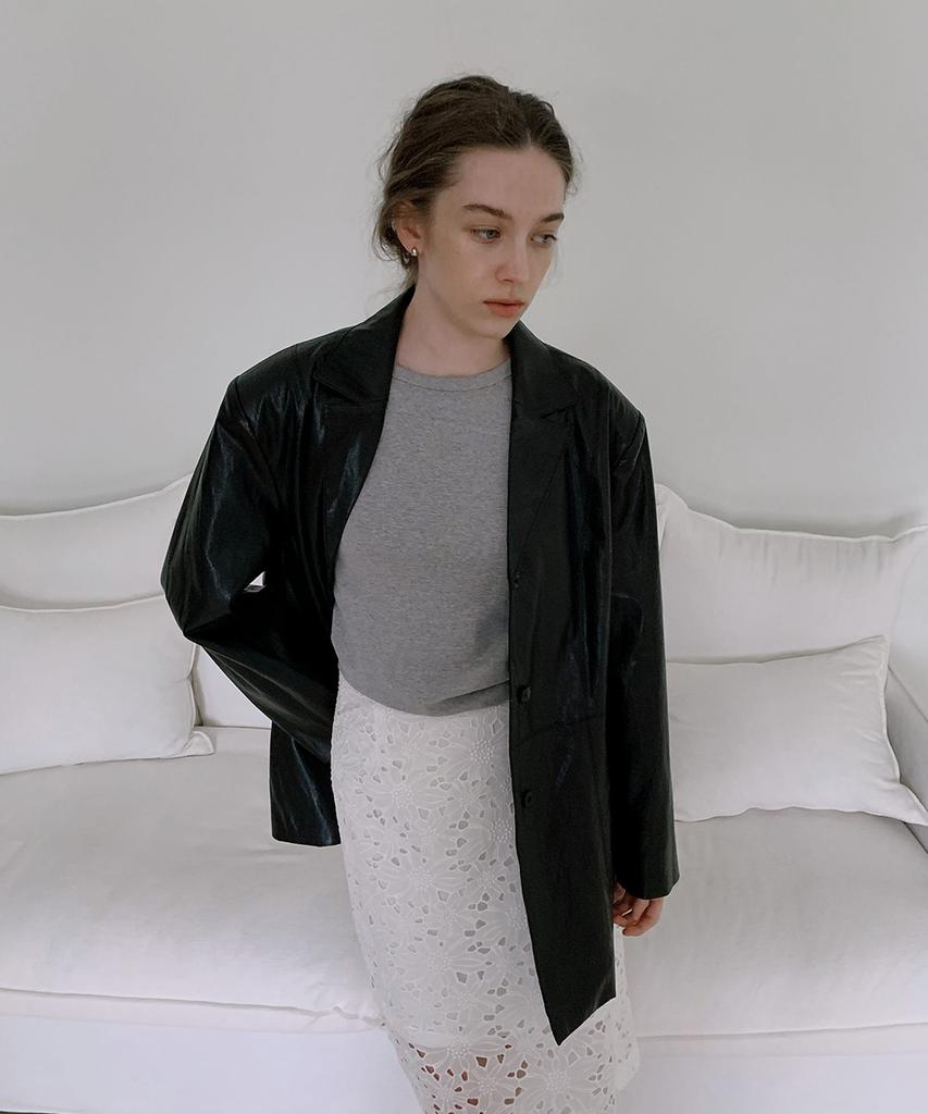 OEOLJEU Brody Leather Jacket - Black