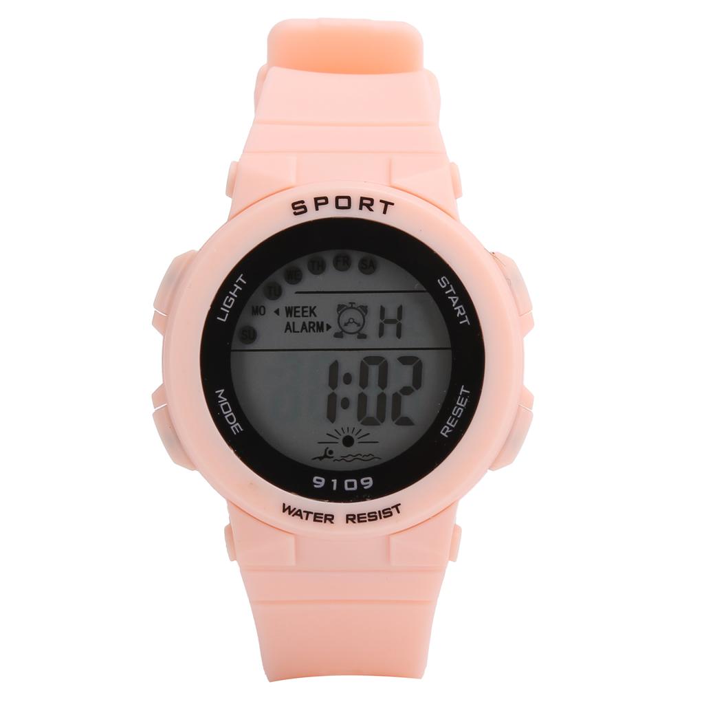Fashionable Digital Watch Luminous Lights Waterproof Electronic Watches for Children9109 Pink