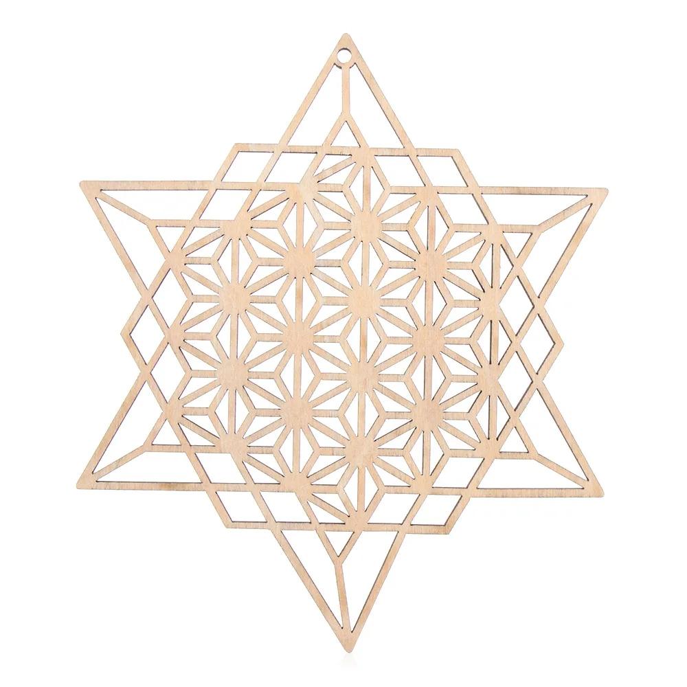 14cm/30.5cm Flower of Life Energy Mat Laser Cut Wooden Crafts Wall Sign Art Home Decor Handmade Coasters Geometry Ornament