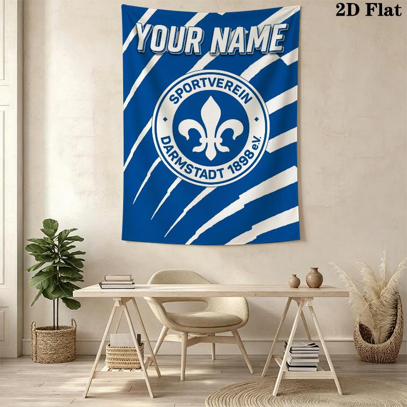 Custom Name SV Darmstadt 98 Wall Tapestry Aesthetic Wall Hanging Printed Fabric Blanket Decorative Tapestries for Bedroom Living Room Home Decor