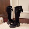 Maillard два варианта носки складные сапоги до колена на высоком каблуке детские сапоги на толстой подошве 2025 новые тонкие высокие сапоги женские