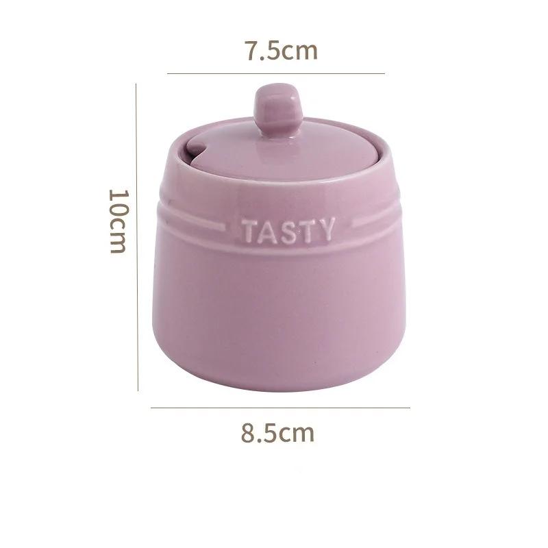 Porcelain Condiment Jar Container with Lid Spoon Ceramic Sugar Bowls Seasoning Box Salt Jars Tea Caddy for Kitchen Countertop