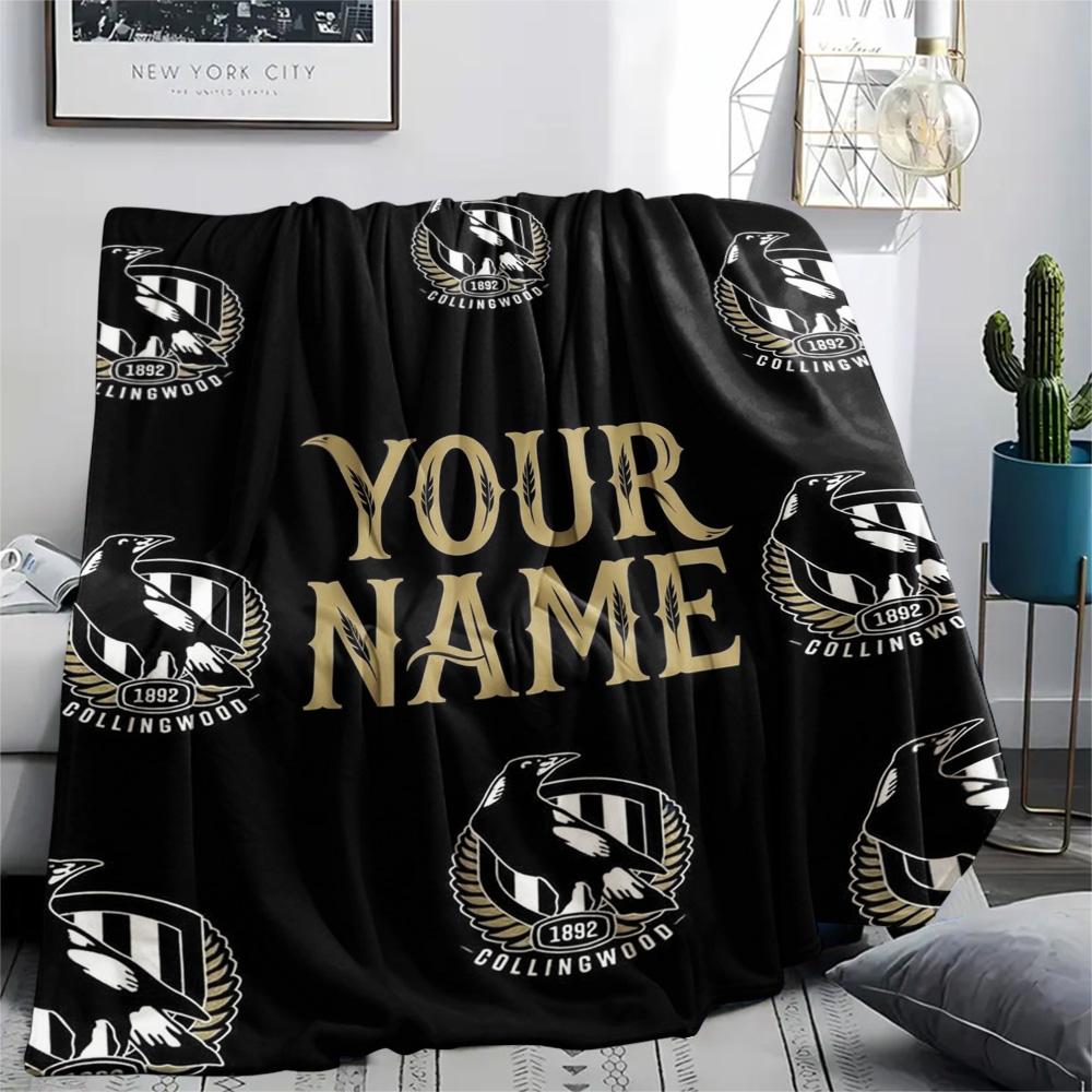 1PC Collingwood Raven Crest Custom Name Patterned Flannel Blanket Suitable For All Seasons For Home Decor Warmth And Comfort Gifts Holiday Present