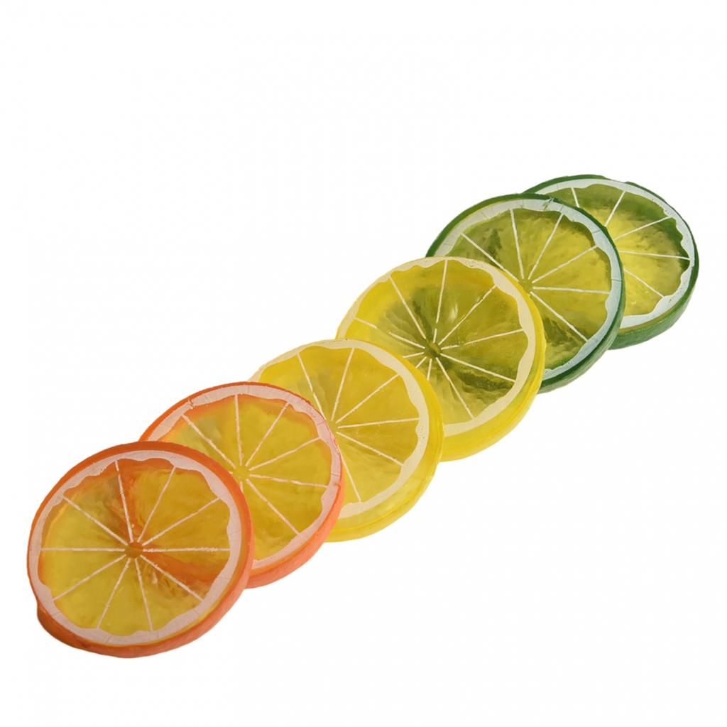 Assorted Color Artificial Lemon Slices Plastic Fake Lemon Slices