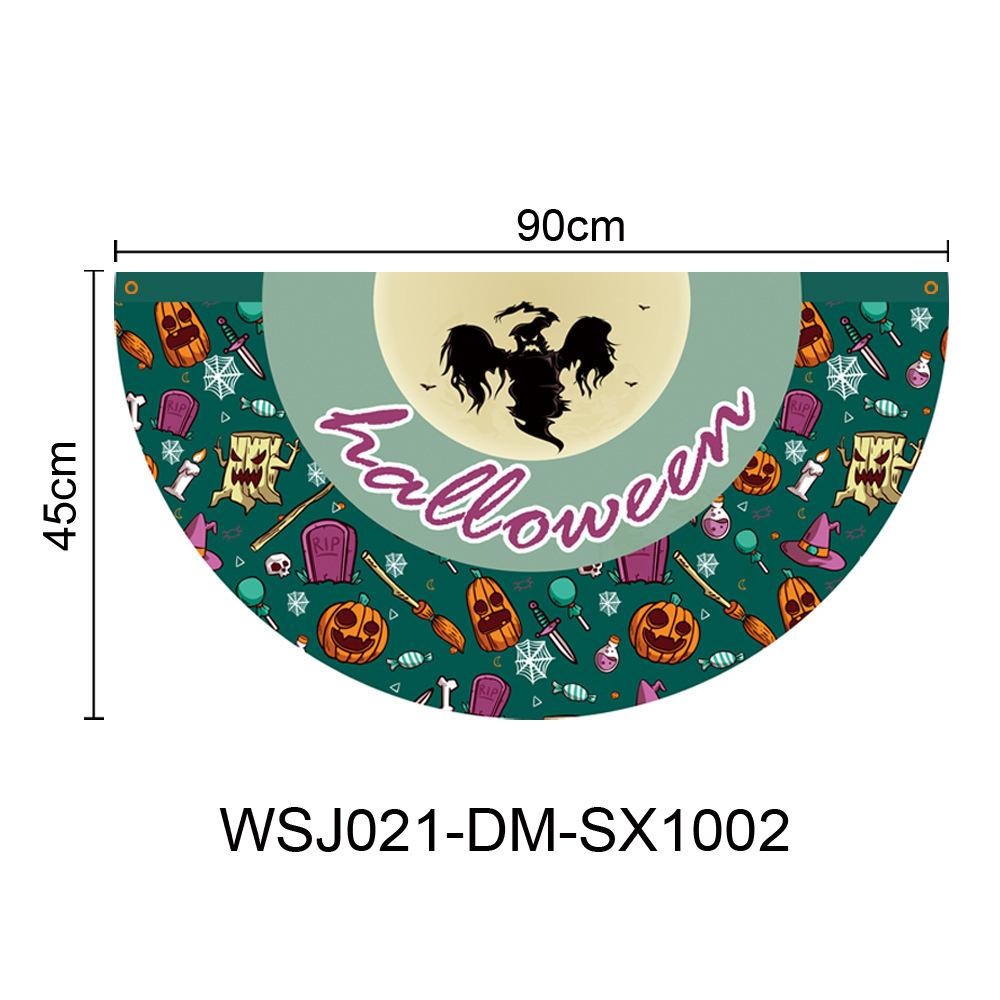Halloween decoration semi-circular flags Outdoor and indoor Halloween decorations banner fan-shaped flags