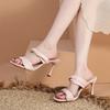 Fashion 2025 Summer Square Head Open-toed Thin Soft Soled Slippers One-line Sandals Women Shoes Versatile High Heels