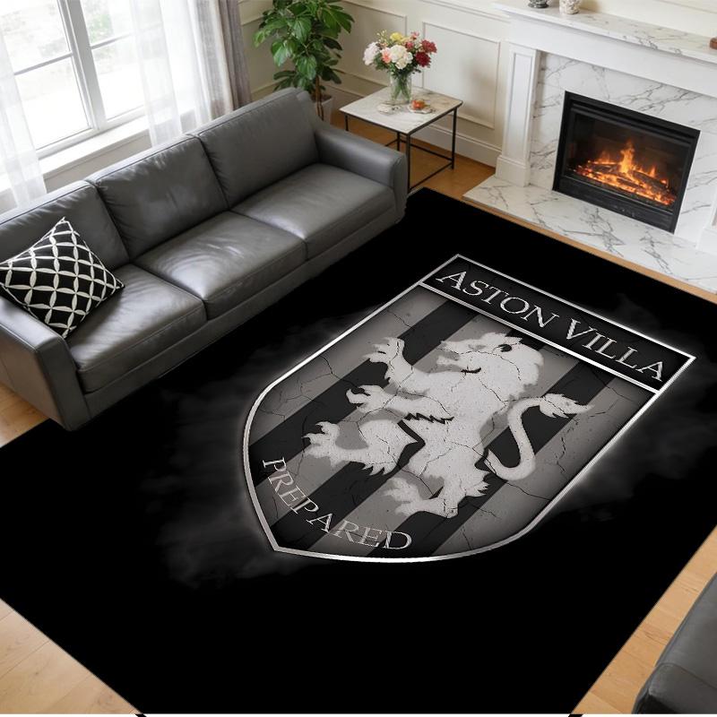 Anti‑Slip Crystal Velvet Floor Rug, Aston Villa Design Carpet for Indoor Living Bedroom Home Decoration
