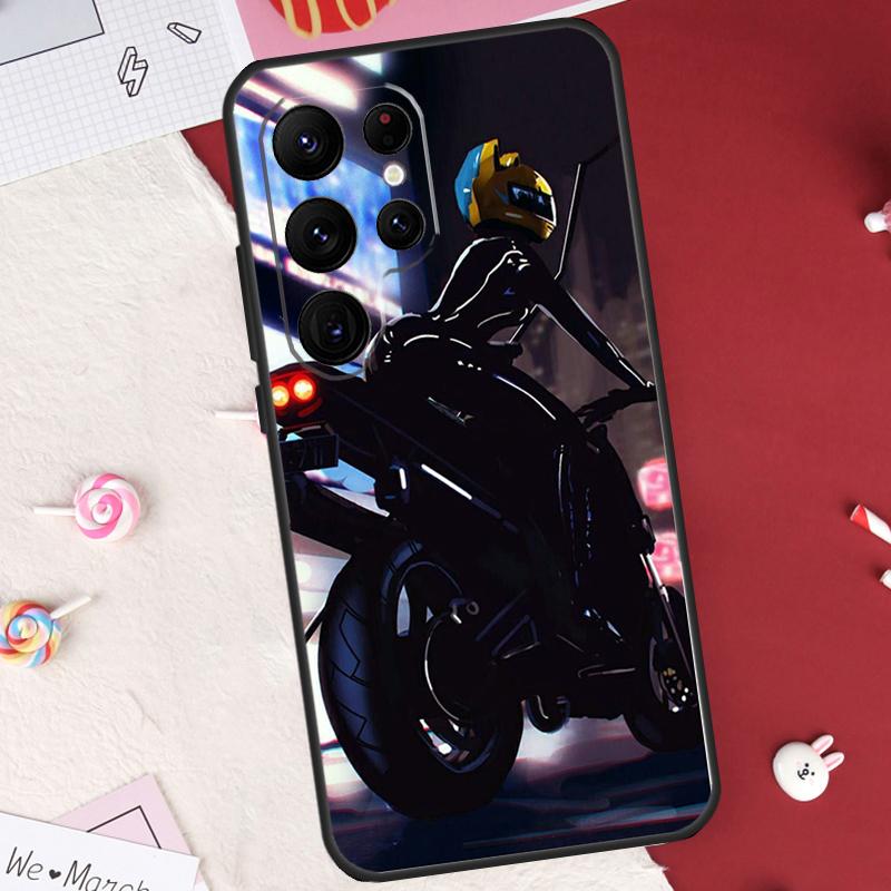 Чехол-бампер для Samsung Galaxy S26 Ultra S20 S21 S22 S23 S24 S25 Ultra S10 Plus S25 FE с рисунком девушки на мотоцикле в стиле аниме