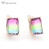 Fashion Rectangle Imitation Tourmaline Drop Earrings For Women Wedding Jewelry Fine Rose Gold Color Eardrop