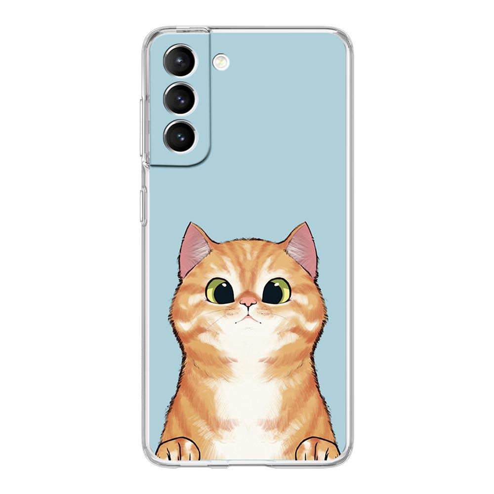 Милый котенок Мультяшный Прозрачный Силиконовый Чехол Для Телефона Samsung Galaxy S23 S22 5G S20 Ultra S21 FE 5G S10E S9 S8 S10 Plus