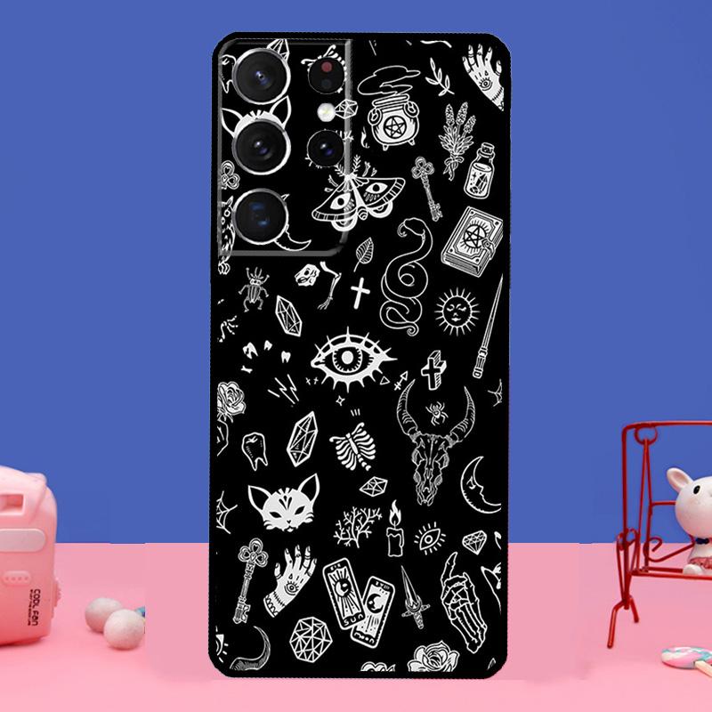 Occult Witchcraft Moon Gothic Witch Phone Case For Samsung Galaxy S22 Ultra S8 S9 S10 Plus Note 20 Ultra S20 FE S21 Ultra