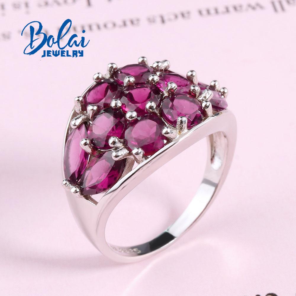 Модный дизайн, натуральный родолит, гранат, женское кольцо из стерлингового серебра 925 пробы, ювелирные изделия, подарок на юбилей, банкет