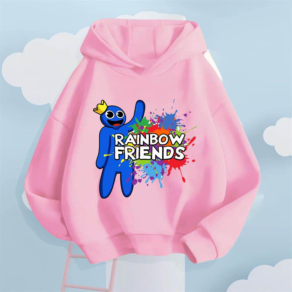 Полон детской радости! Детская толстовка с принтом милого персонажа Rainbow Friends Blue, Освещает красочное детство детей, Повседневный топ для девочек