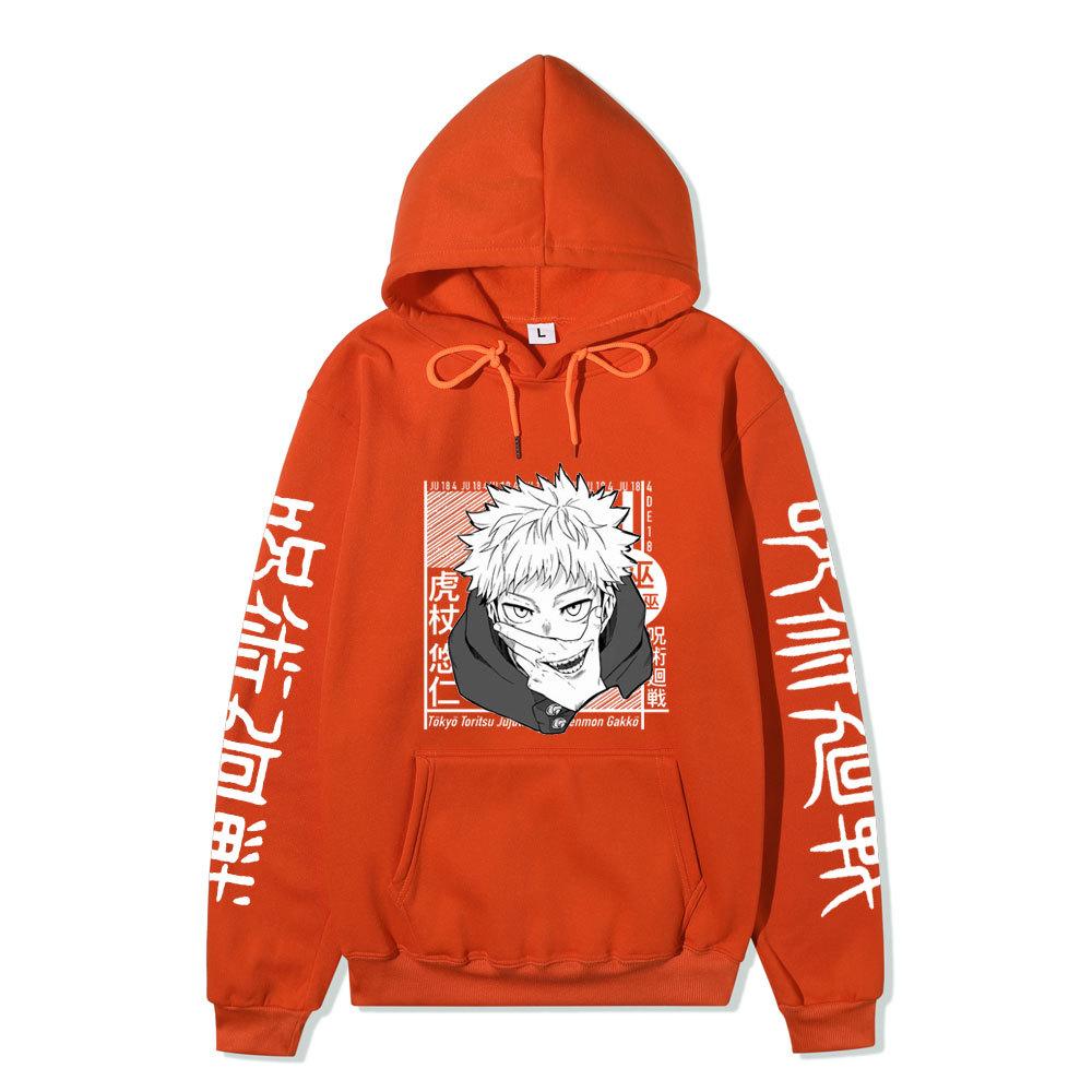 Jujutsu Kaisen Юдзи Итадори Японская Толстовка с Капюшоном Унисекс Флис Теплая Худи для Мужчин Женщин Осень Зима Свободная Повседневная с Длинным Рукавом Пуловер