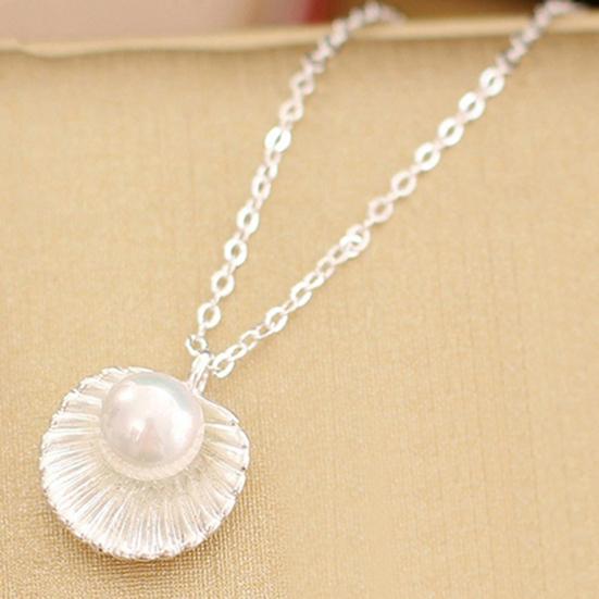 Ожерелье из искусственного жемчуга Элегантное ожерелье с подвеской в ​​форме ракушки для свиданий
