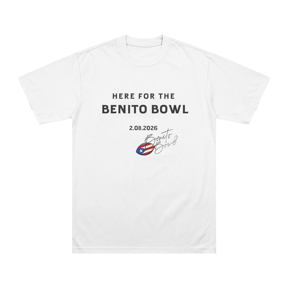 Здесь для футболки с коротким рукавом The Benito Bowl Bad Bunny Хип-Хоп Музыка Футболка Унисекс Хлопок Высокого Качества Одежда с коротким рукавом