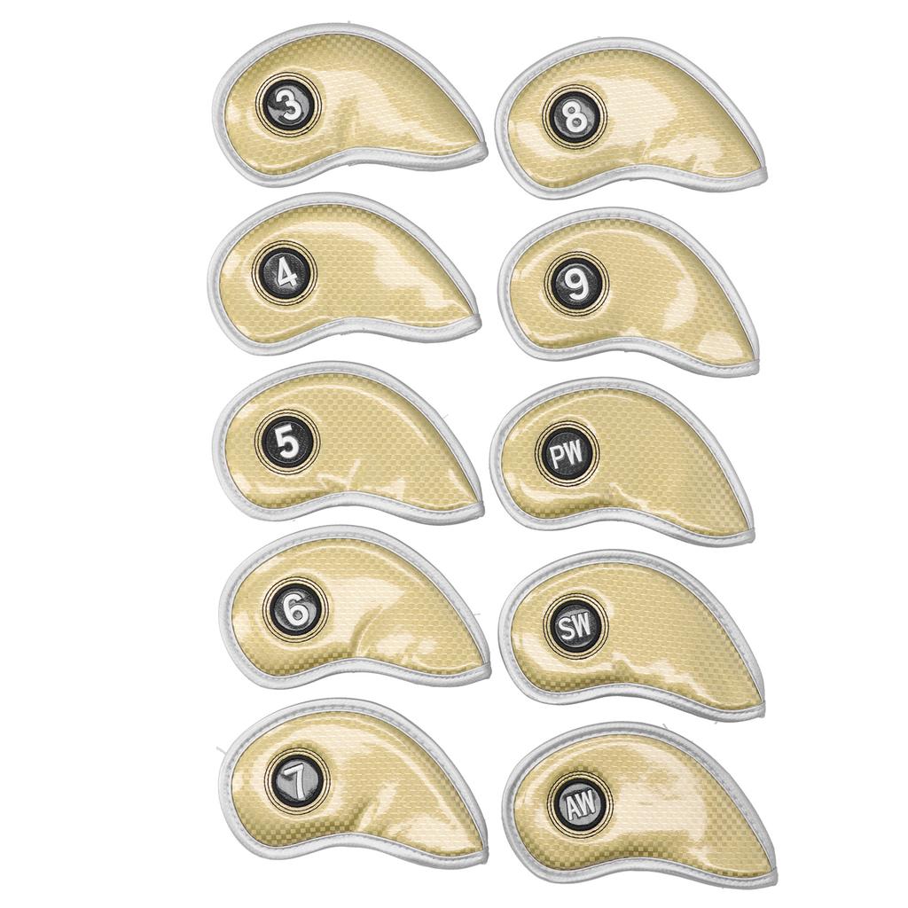 10 шт. чехлы для головок клюшек для гольфа, защитный чехол для номера ПУ, водонепроницаемый аксессуар для гольфа, золото