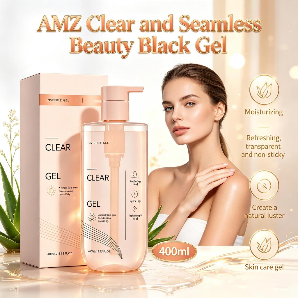 AMZ clear and seamless beauty black gel moisturizing, refreshing, transparent and non-sticky to create a natural shiny skin care gel 400ml