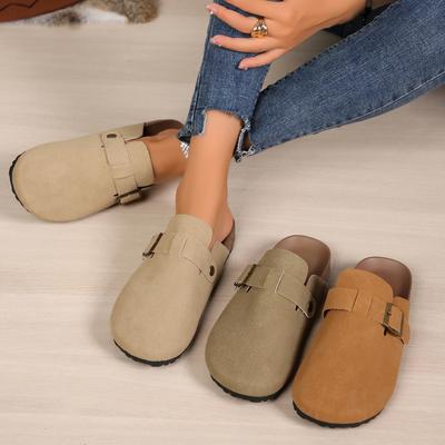 Женские тапочки с закрытым носком из коровьей замши, женские тапочки-сабо в стиле ретро, садовые сандалии-мюли, летние новые женские сандалии-сабо