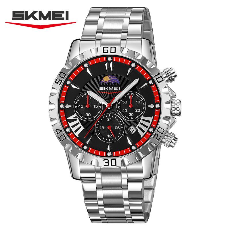 Роскошные золотые часы для мужчин, модные водонепроницаемые мужские наручные часы с фазами Луны, кварцевые мужские часы Relogio Masculino