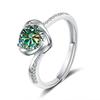 Bague Ringen Женские свадебные украшения из стерлингового серебра 925 пробы, 1 карат, VVS D, цветное кольцо с муассанитом, в форме сердца, обручальные кольца, изменяемый размер