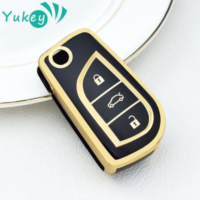 Чехол для ключей из ТПУ с 3 кнопками для Toyota Hilux Corolla Avensis Prado Fortuner RAV4 CHR, аксессуары в виде ракушки