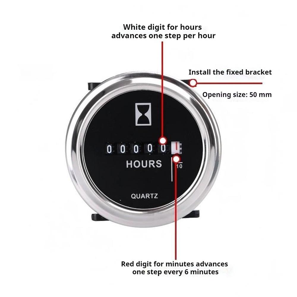 Hour Meter SH‑1 Mechanical Quartz Round Panel Mount Timer AC/DC6‑80V AC100‑250V Dust-proof High Precision Hour Counter3