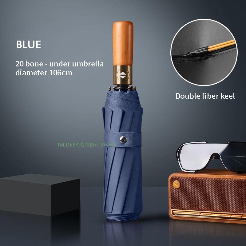 Ветрозащитный зонт с деревянной ручкой, полностью автоматический, большой, 3 складных, двойные ребра, защита от ультрафиолета, для путешествий, дождя, мужчин, женщин, подарок, 32 кости