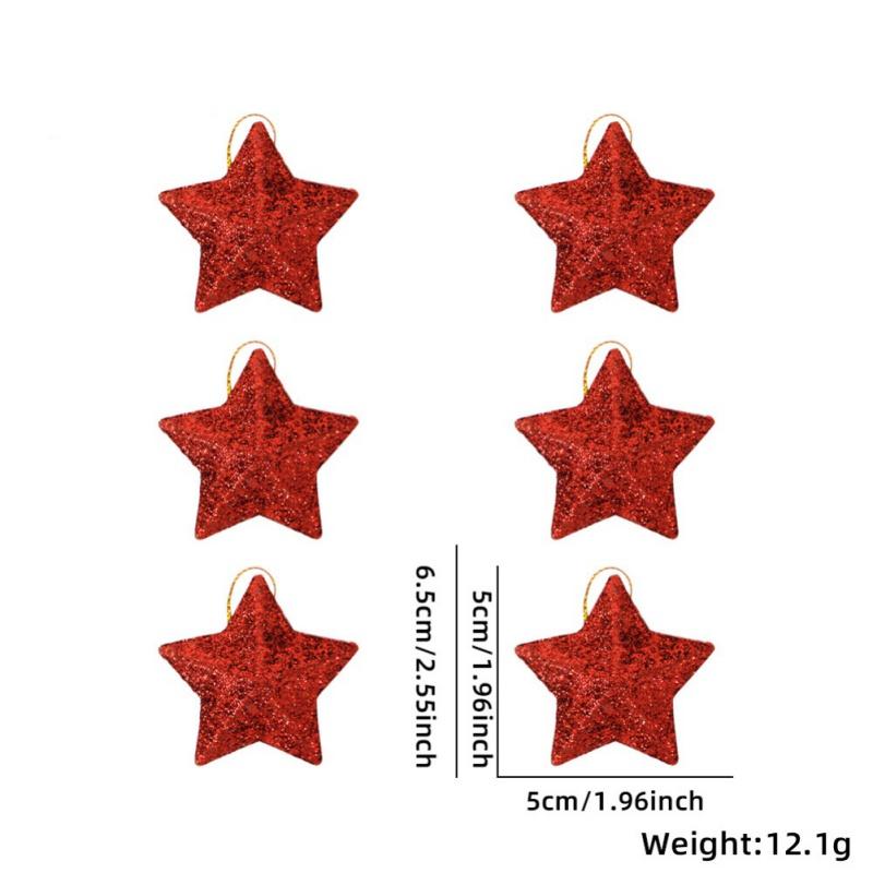 6pcs Star Hanging Ornament Christmas Tree Pentagram Pendant