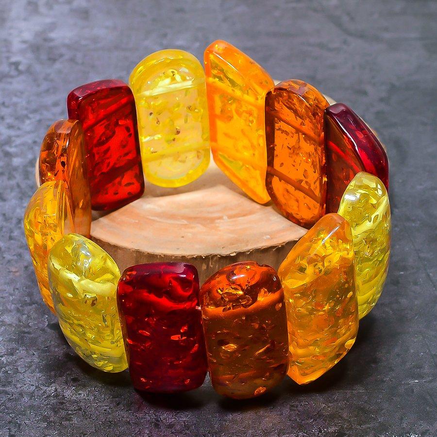 Браслет-манжета из натурального балтийского янтаря ручной работы, регулируемый f1L25