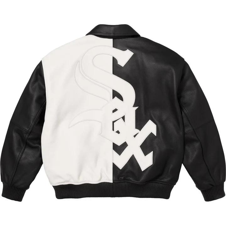 Supreme Кожаная куртка-бомбер Chicago White Sox Черная