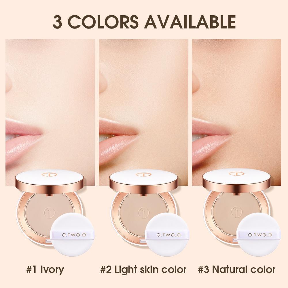 O.TWO.O Face Setting Powder Cushion Compact Powder Oil-Control 3 Colors Matte Smooth Finish Concealer Makeup Pressed Powder