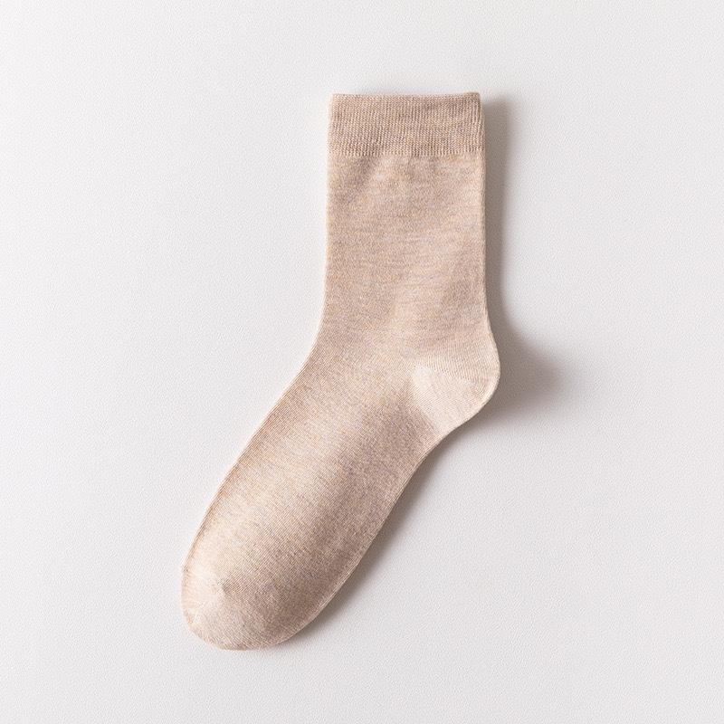 1/6 Pairs Autumn Women's Mid Calf Socks Comfortable and Breathable Solid Color Socks