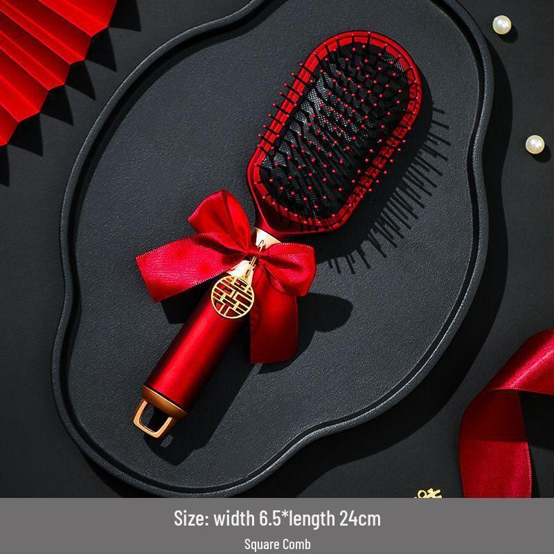 Красные свадебные принадлежности: Счастливая Расческа Коллекция Приданого - Пара Подушек для Нее