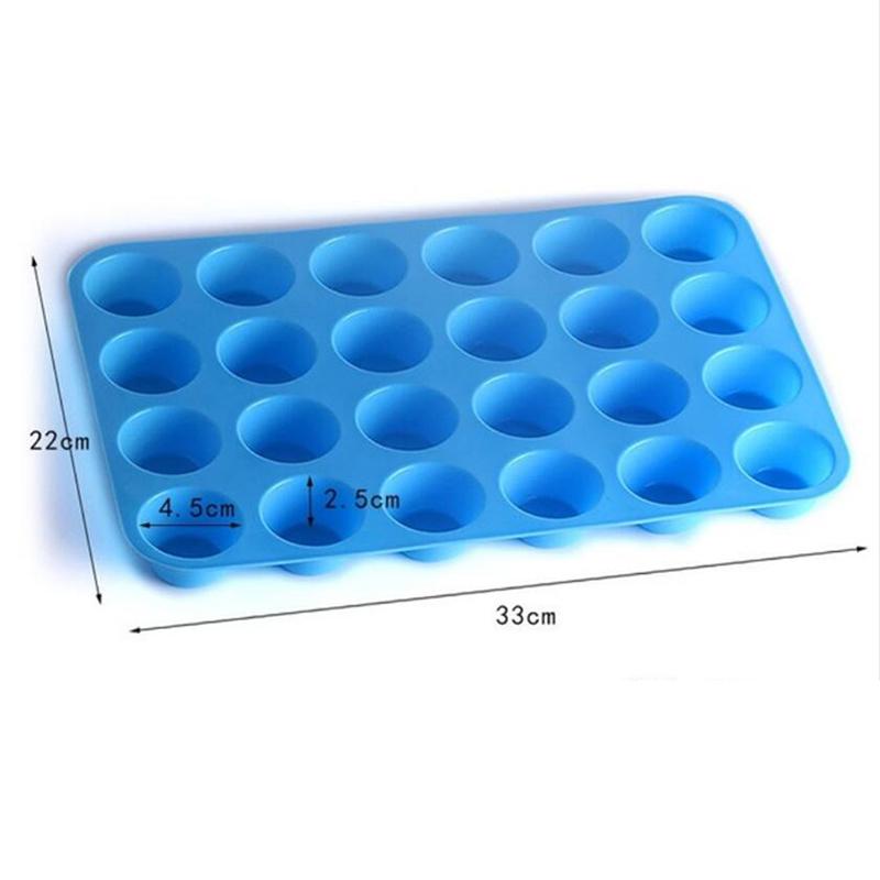 24 Cavity Pan Tray Silicone Mini Cupcake Cookie Bakeware Baking Mold Muffin Cup