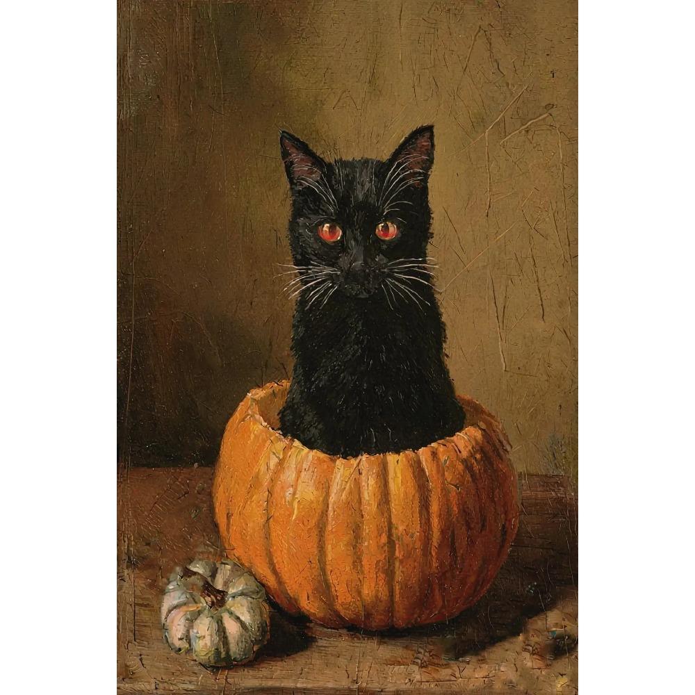 Темные винтажные плакаты на Хэллоуин с ведьмами, дом с привидениями, девочка с тыквой, жуткий особняк, холст, настенное искусство, картины, декор для дома, комнаты