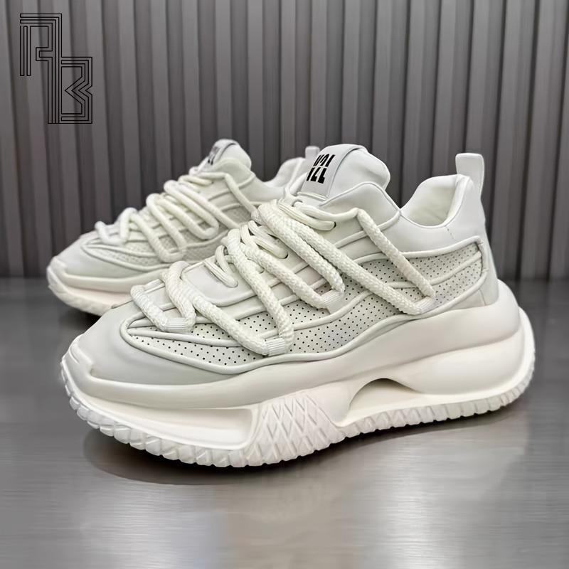 Solid Color Casual Shoes, Versatile and Trendy Dirt Resistant White Shoes, Fashionable and Simple Dad Shoes for Men