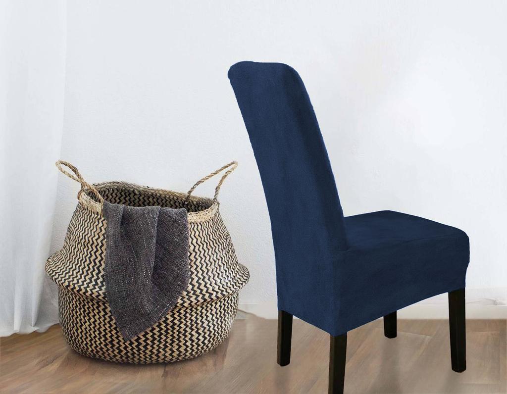 Cover Chair Thick Navy Blue Velvet Size L Large High Backrest 70Cm