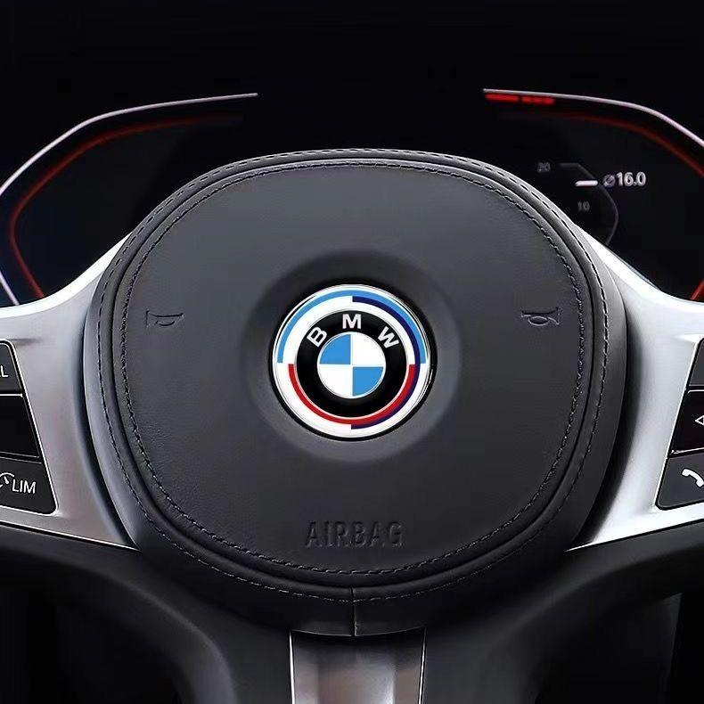 BBJX7 1Pcs 45mm 47mm Car Steering Wheel Decoration Badge Sticker Logo Accessories For BMW E46 E90 E60 F30 F10 E39 E36 E87 F20 E90 E70